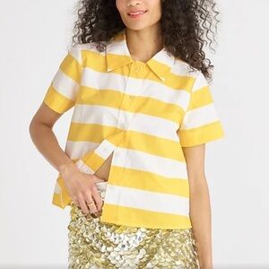 J.Crew Cotton Poplin Cabana Stripe Shirt Size 8